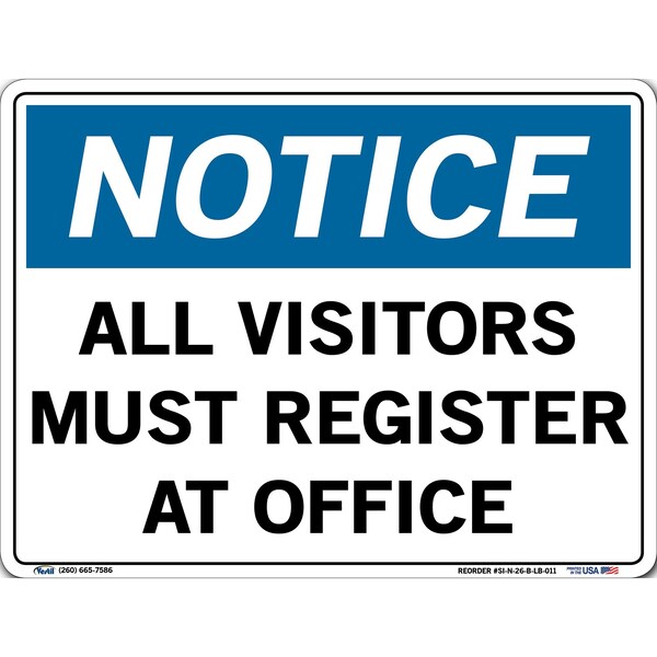 Vinyl Label Sign, 9-1/2" Height, 12-1/2" Width, Vinyl Label, Rectangle, English